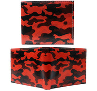 Red Camouflage Military Leather Bi-Fold Bifold Wallet