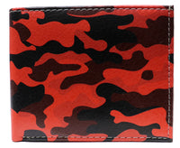 Red Camouflage Military Leather Bi-Fold Bifold Wallet