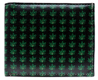 Small Marijuana Weeds Potleaf 420 Leather Bi-Fold Bifold Wallet