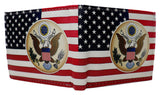 USA Flag Great Seal of the United States Leather Bi-Fold Bifold Wallet