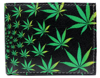 Marijuana Weeds Potleaf 420 Leather Bi-Fold Bifold Wallet