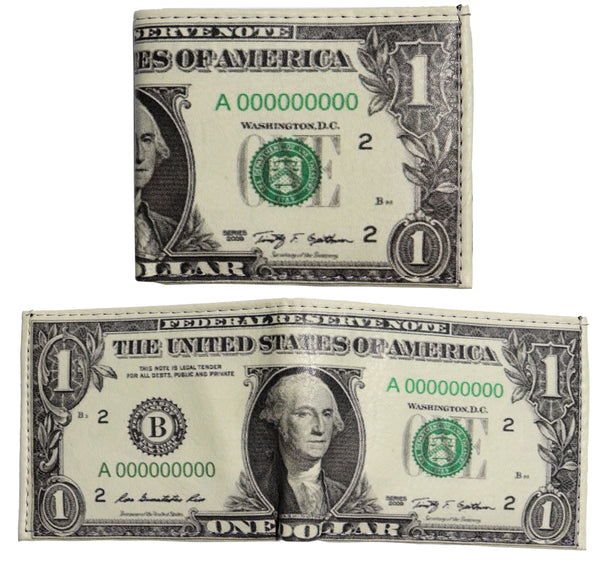 $1 One Dollar Bill Washington Photorealistic Leather Bi-Fold Bifold Wallet