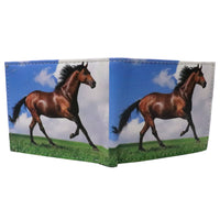 Running Stallion Horse Thoroughbred Image Leather Bi-Fold Bifold Wallet