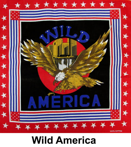 Wild America Design Print Cotton Bandana (22 inches x 22 inches)