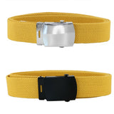 Yellow Adjustable Canvas Military Web Belt With Metal Buckle 32" to 72"