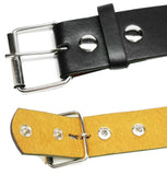 White 2-1 Hole Row Silver Grommets Bonded Leather Belt Removable Buckle