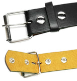 Silver 1 Hole Row Silver Grommets Bonded Leather Belt Removable Buckle